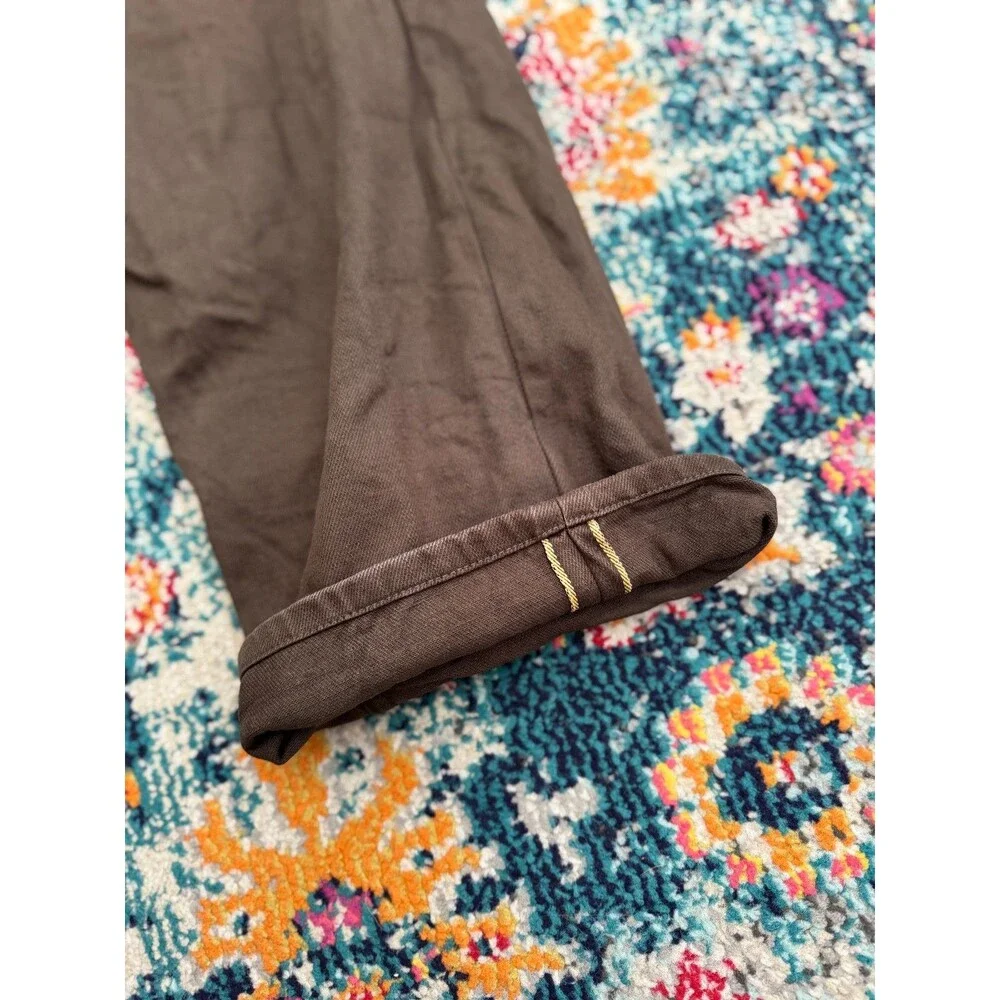 Gustin California Brown Selvedge Jeans Straight Fit Button Fly Men's 40 x 25